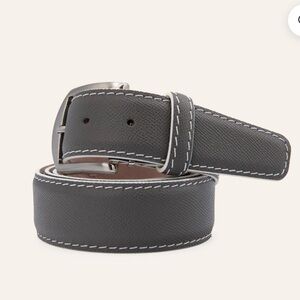 LEN French leather men’s belt grey brass belt handcrafted size 38